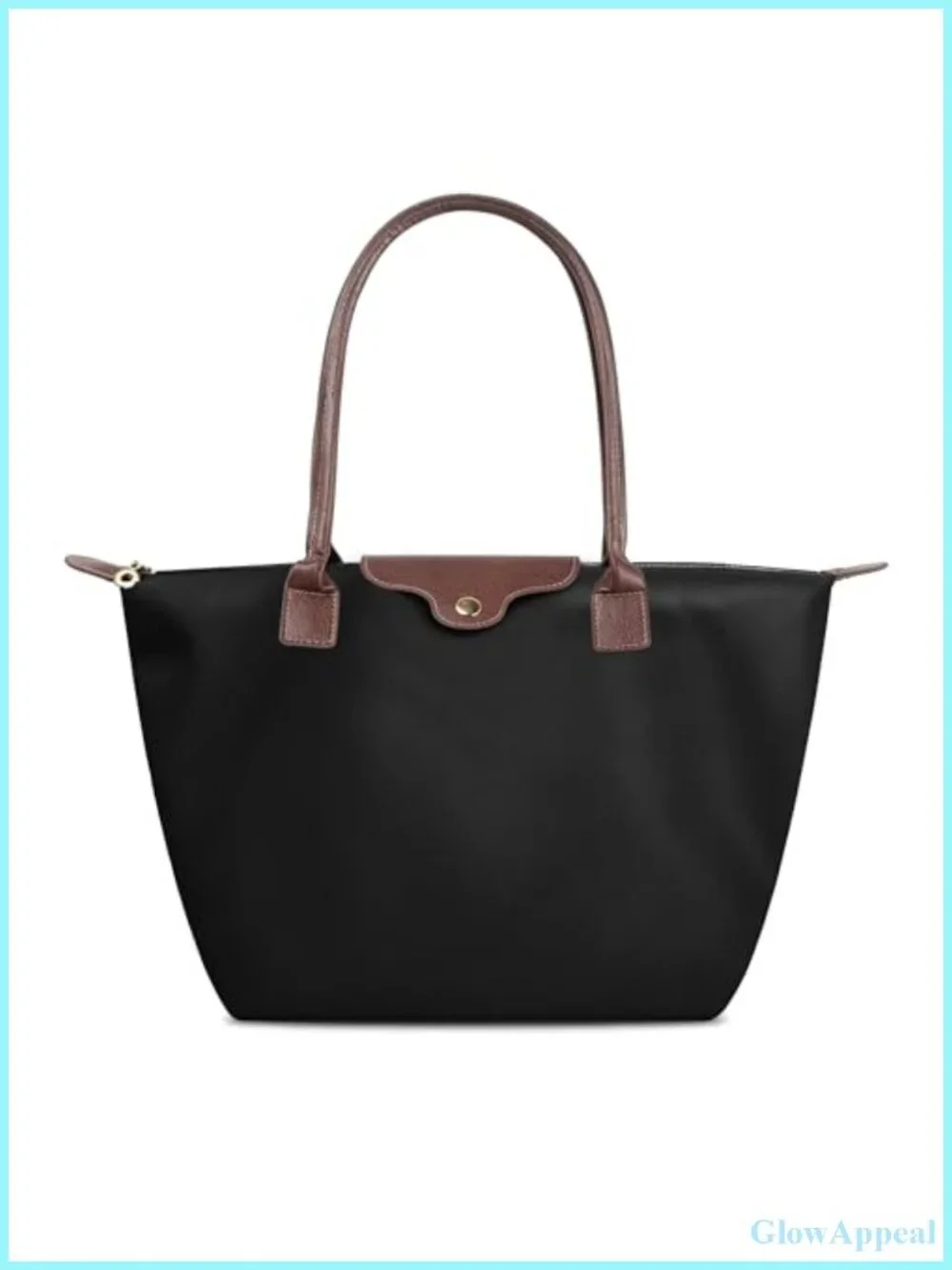 Foldable Nylon Tote Bag with Zipper, 15-inch Laptop Work Handbag